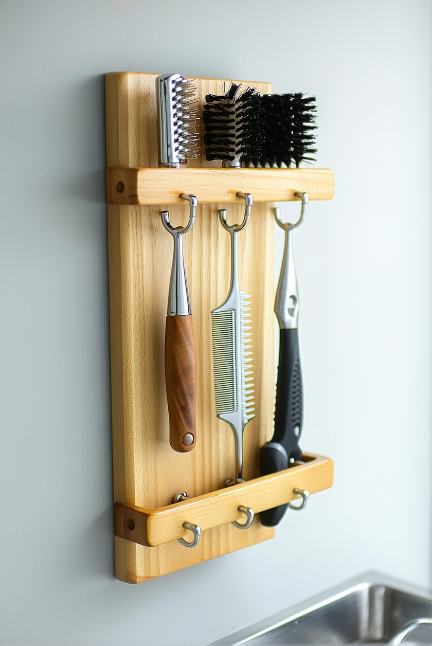 vertical grooming tool storage